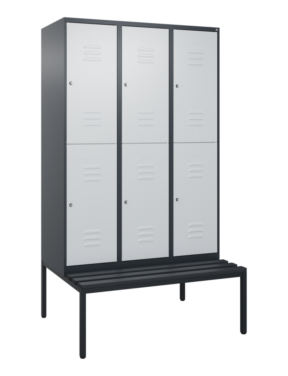 C+P dubbeldekse locker Classic Plus met bank, vakbreedte 400 mm