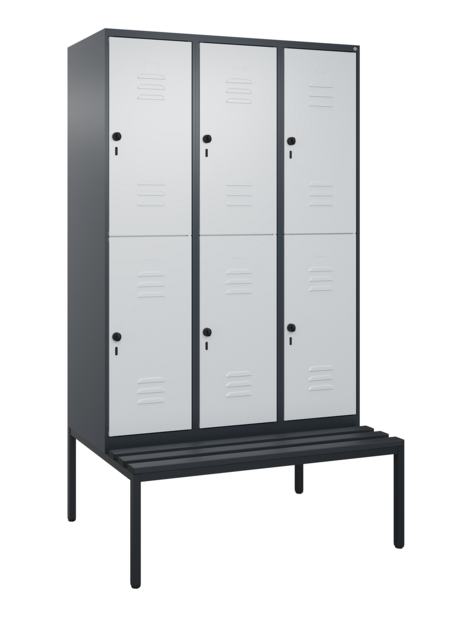 C+P dubbeldekse locker Classic Plus met bank, vakbreedte 400 mm