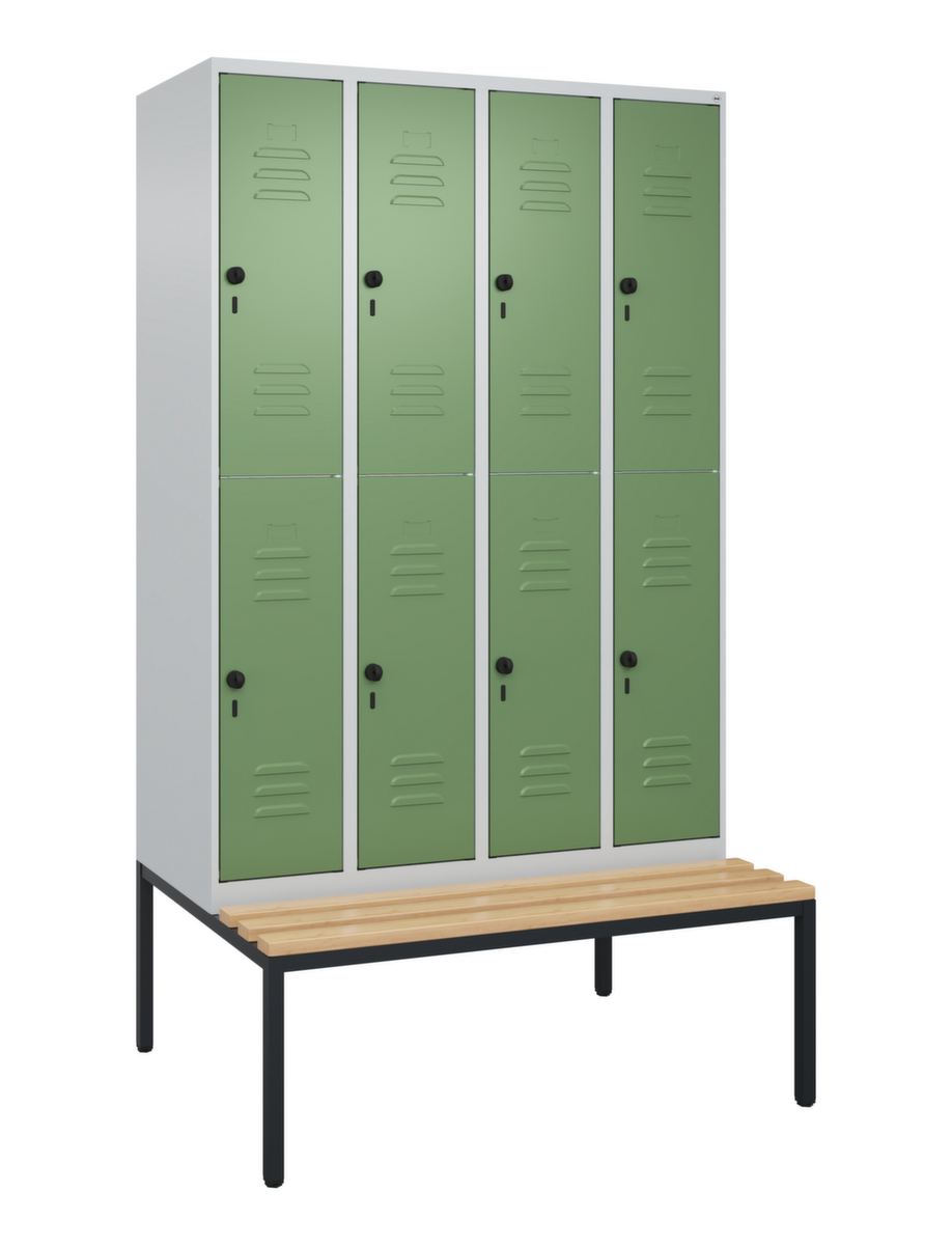 C+P dubbeldekse locker Classic Plus met bank, vakbreedte 300 mm