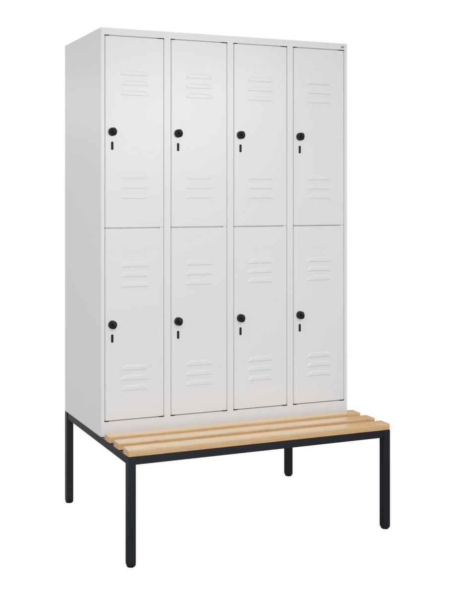 C+P dubbeldekse locker Classic Plus met bank, vakbreedte 300 mm