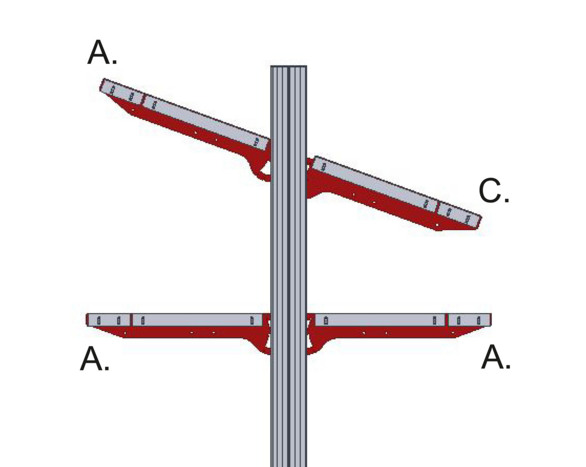 Rocholz Inhangbare legborden System Flex Typ C voor paktafel, breedte x diepte 1000 x 400 mm  ZOOM