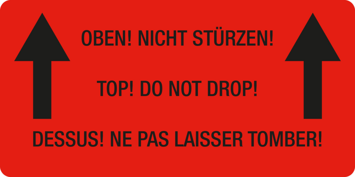 EICHNER Waarschuwingsetiketten "Oben! Nicht stürzen!"