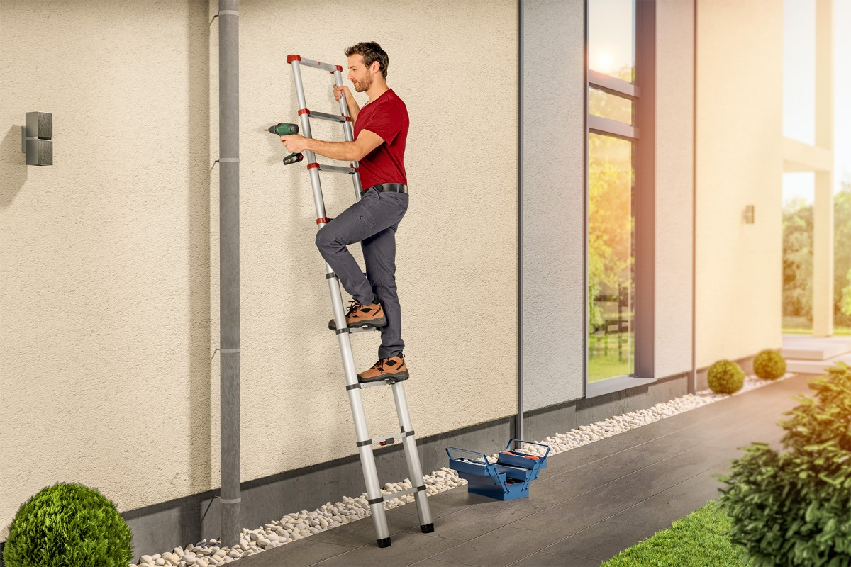 Hailo Telescoop-aanlegladder FlexLine T80 met sporten  ZOOM