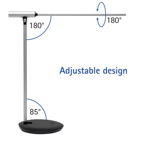 MAUL dimbare LED-bureaulamp MAULrubia colour vario, licht koud- tot warmwit, zilverkleurig/zwart